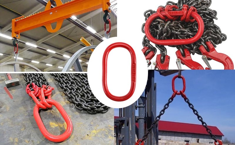 EGV Chain Link - 2 Pack, 4400 lbs, Grade 80 Steel Heavy-Duty Chain Lifting Ring for Rigging Lifting - Red(2.0T) - Image 3
